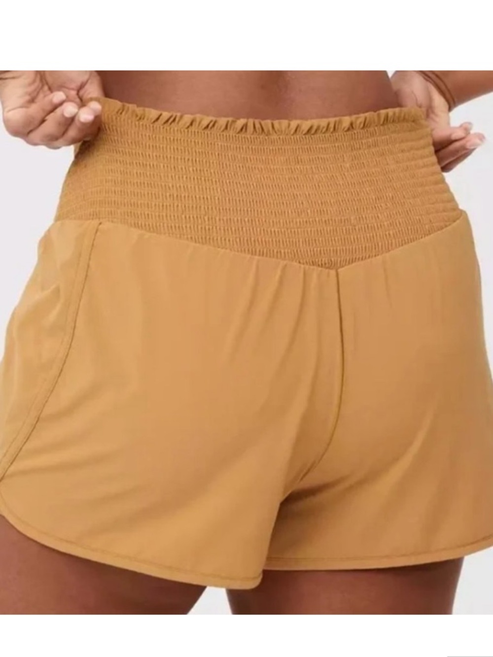 Aerie Real Me High-Waist Smocked Ruffle Athletic Shorts